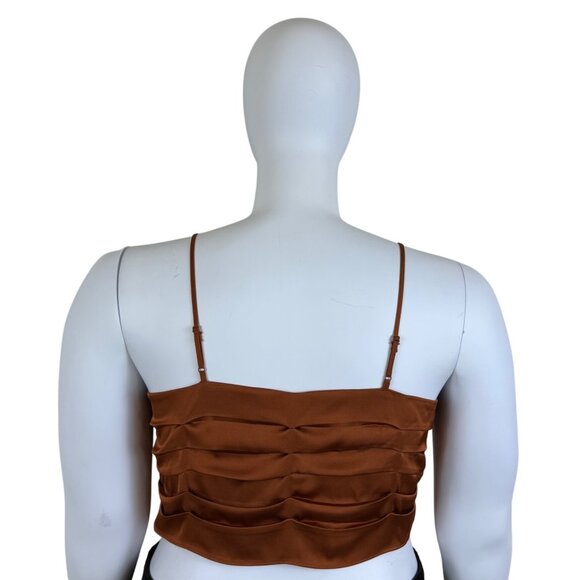 Express Womens Burnt Orange Polyester Ruched Front Cami Top Adjustable Straps XL - Picture 2 of 6